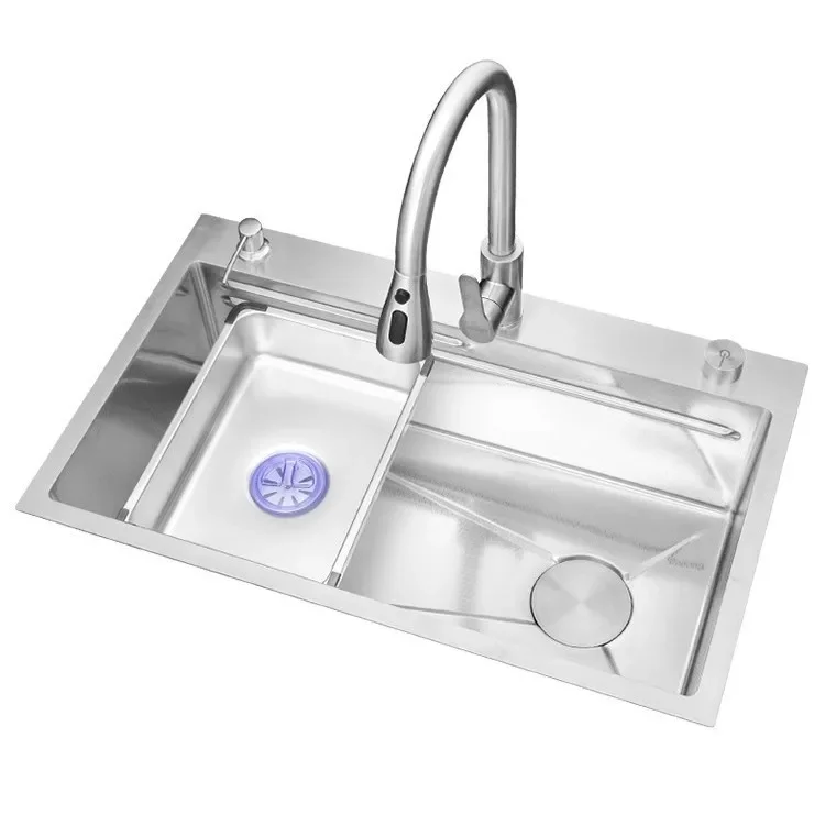 

Stainless steel handmade basin, kitchen sink, large single sink, under counter vegetable basin, dishwasher