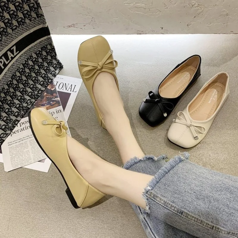 2024 Antumn Round Toe Bowknot Ballet Shoes Fashion Flats Mary Jane Shoes Casaul Shallow Soft Sole Shoes Women Zapatos De Mujer