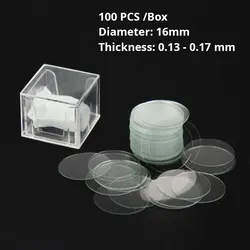 100pcs/box 16mm Diameter Round Microscope Cover Glass Slide Cover Slips Microscope Accessories