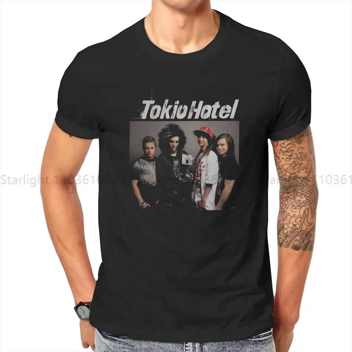 Tokio Hotel Tom Kaulitz Creative TShirt for Men Cool Retro Round Collar T Shirt Personalize Gift Tops