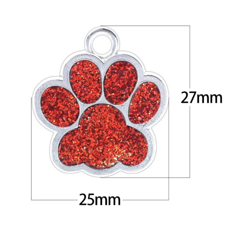 Dog Cat Paw Charm For Jewelry Making Glitter Pendant Hang Charm With Keyring Keychain Pet Collar Accessories Paw Glitter Pendant