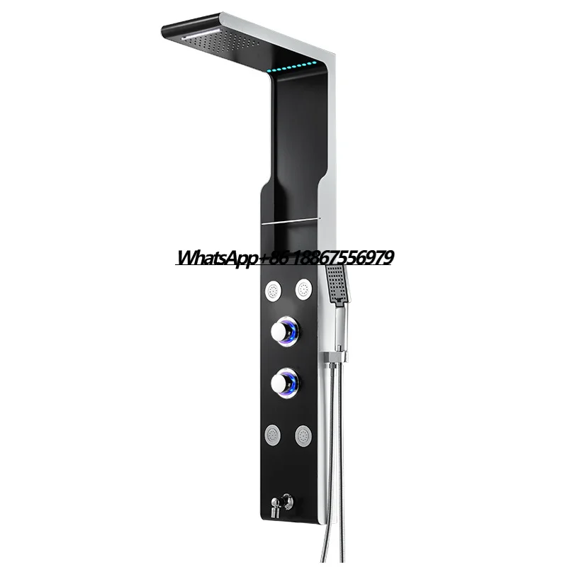 

Integrated Stainless Steel Shower Set Black Rain Shower Copper Faucet Sanitary Ware Suite for Bath Washroom Bathroom Villas