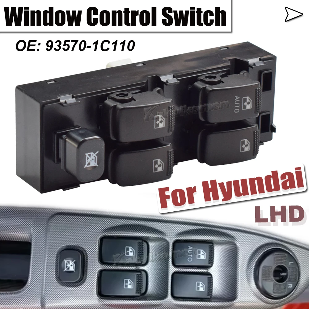 LHD التحكم الكهربائي السلطة الرئيسية نافذة التبديل زر 93570-1C110 لشركة هيونداي جيتز 2003-2010 مصفوفة 2006-2011 تصفيف السيارة
