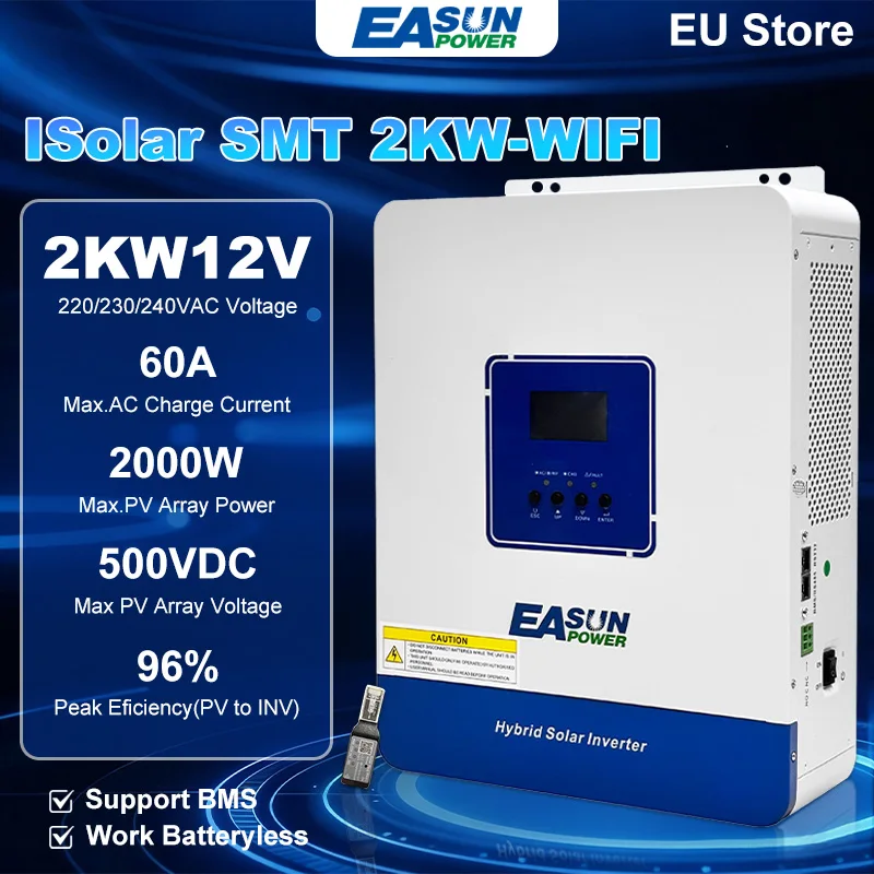 EASUN Power Hybride Solar Inverter 12KW 48V Off Grid Inverter 6.2KW 220VAC 4KW 24V PV Ingang 500VDC 150A MPPT 12V 2KW Met WIFI BMS in de EU