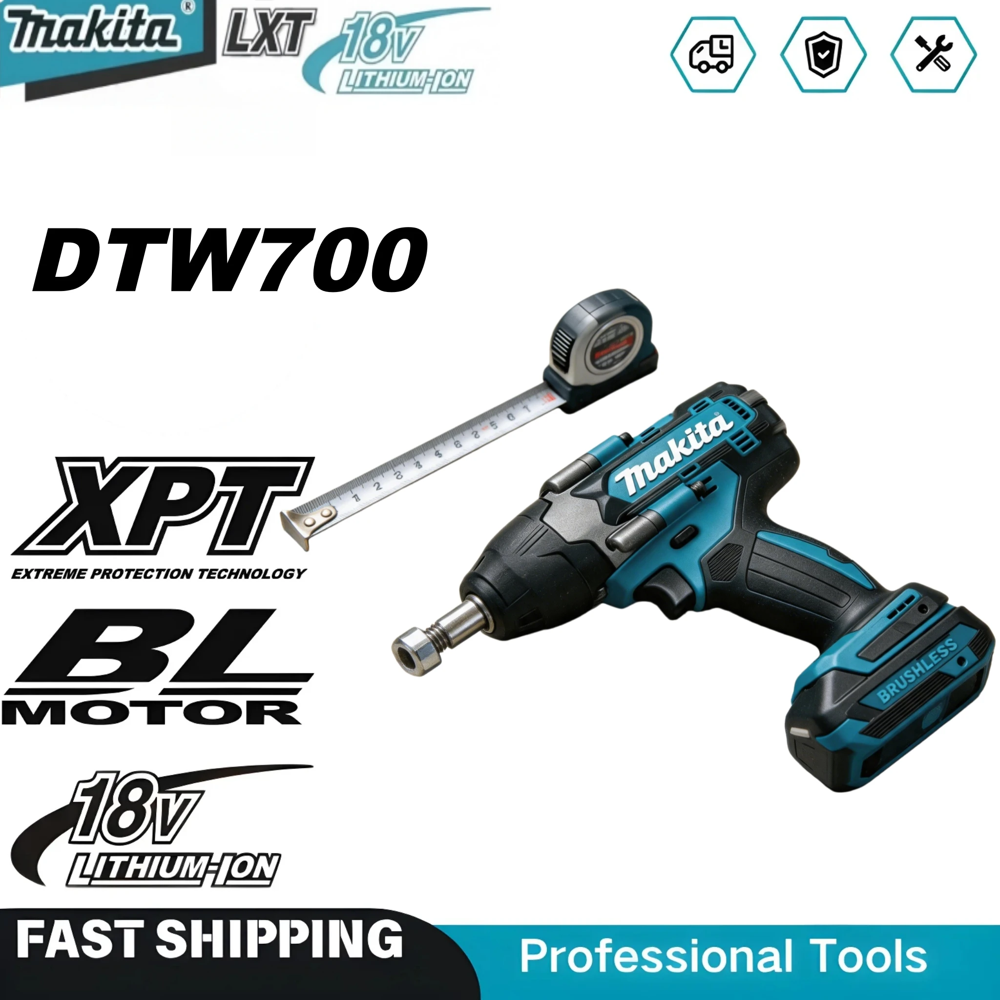 Makita DTW700 18V Brushless Electric Wrench Cordless Drill Screwdriver Free Delivery Large Torque Power Tools Torque Wrench