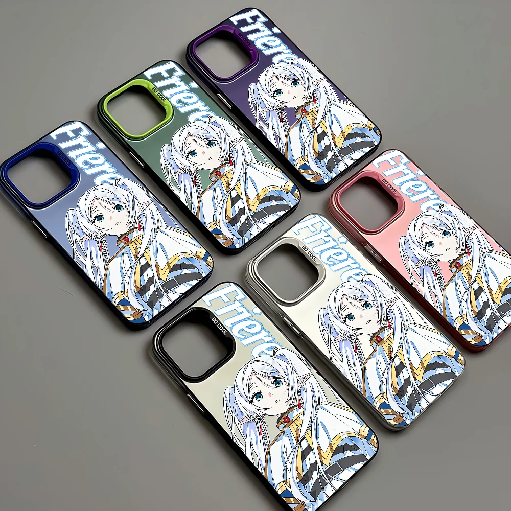 

Frieren Beyond Journey's End Anime Phone Case IMD Color Silver Shell For IPhone 16 15 14 13 12 Pro Max Plus