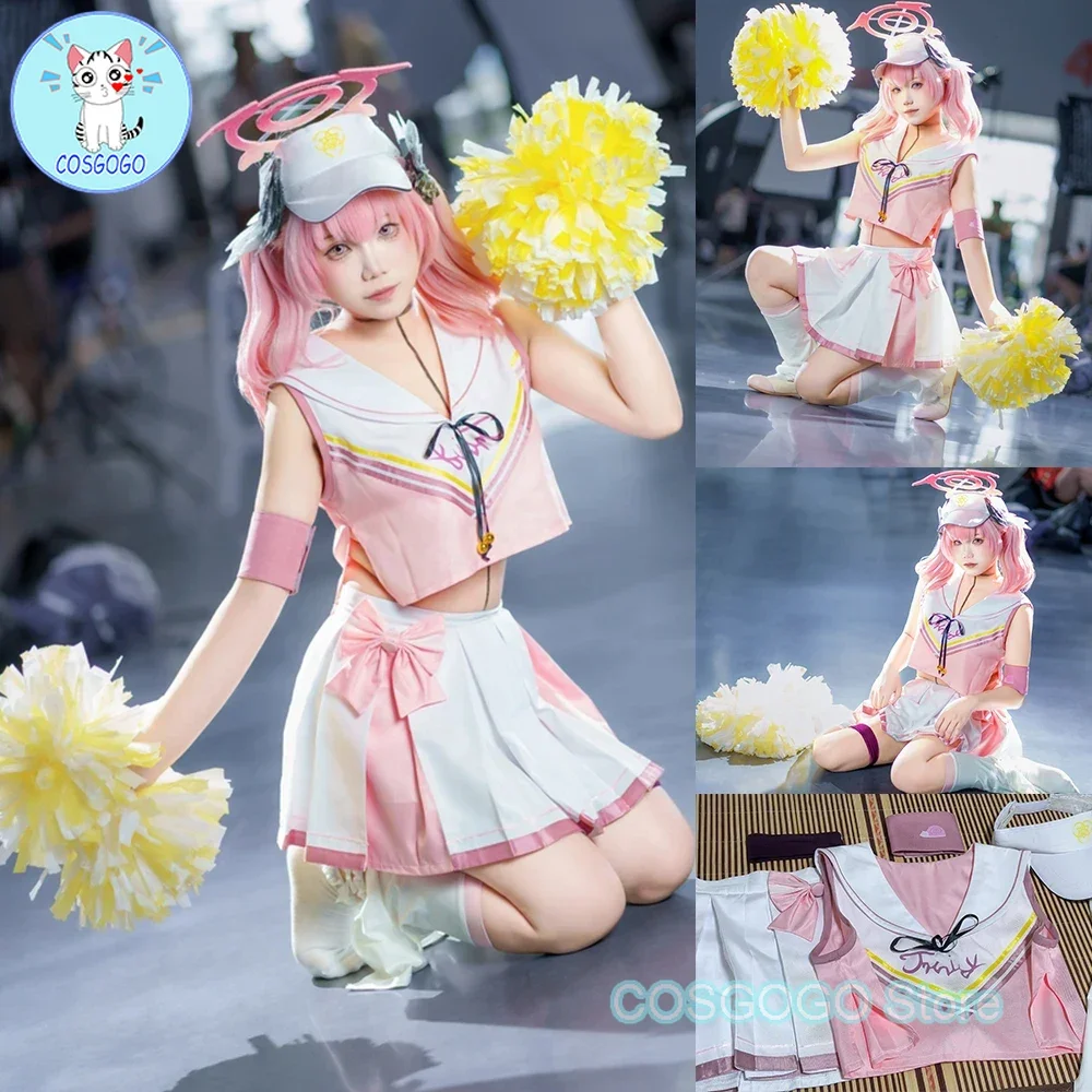 COSGOGO Blue Archive Shimoe Koharu Cosplay Costume Halloween Cheerleaders Game Clothes JK Uniform Roleplay Outfits Women Sailor