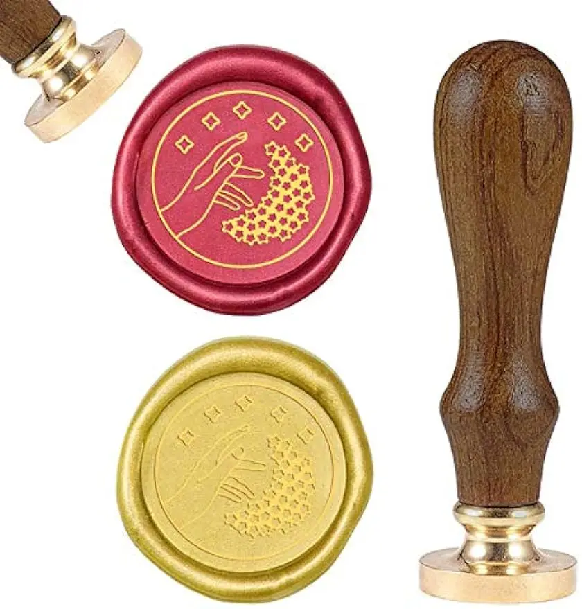 

1PC 25mm Hand Picking Stars Pattern Retro Wax Seal Stamp Sealing Wax Stamp for Envelopes Invitations Gift Card Bottle Handle