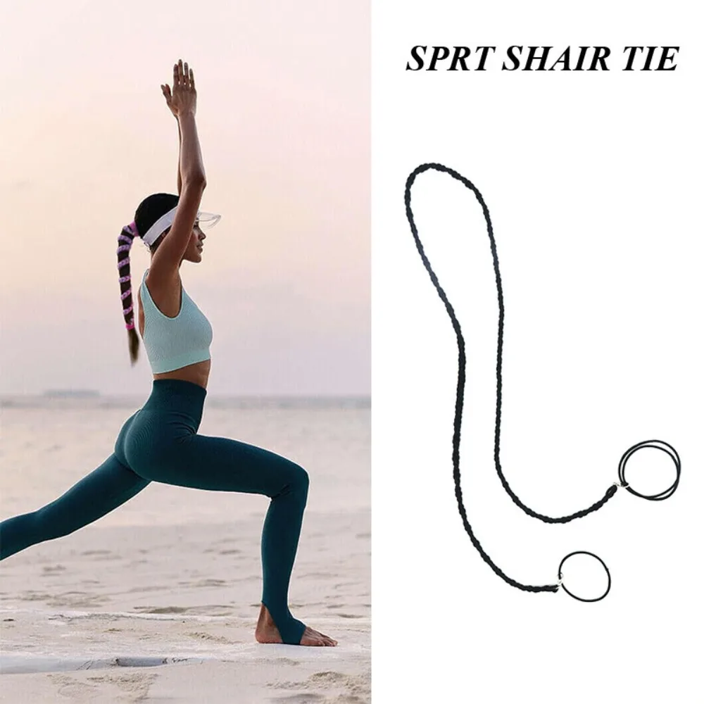 2PCS Elastic Sports Ponytail Anchor Fried Dough Twist Windproof Sports Headband Twisted Design Twisted Hair Rope Outdoor Sport