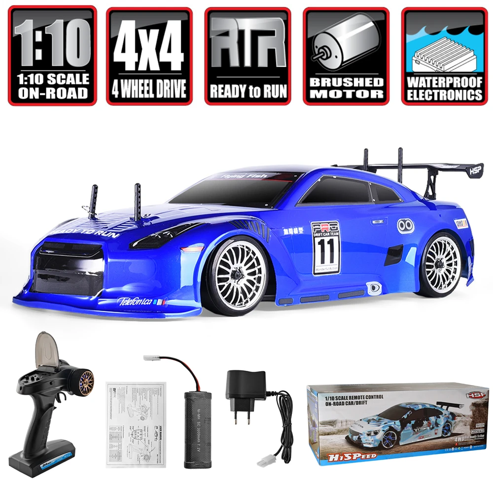 HSP RC Car 4wd 1:10 Electric Power On Road Racing 94123 FlyingFish 4x4 Rc Drift Car vehicle High Speed Hobby Remote Control Car