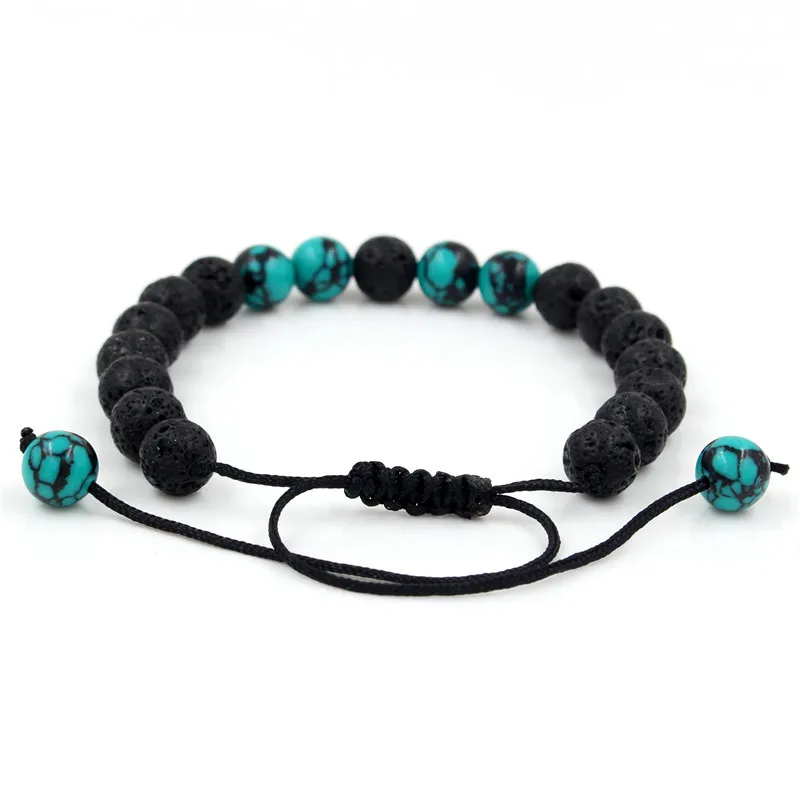 European American Lava Stone Braided Retro Trendy Unique Bracelet Holiday Gift For Friends