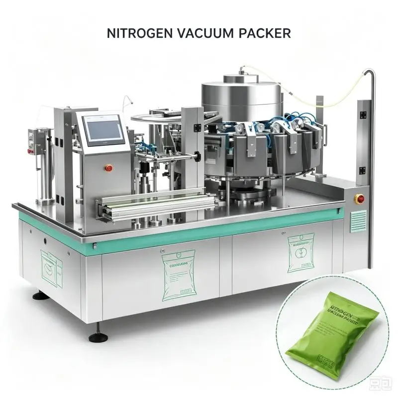 Customized Industrial Nitrogen-Filled Food Stand Premade Pouch Packing Machine Vacuum Rotary Packaging Machine for Chips Snacks