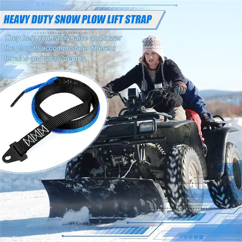 For ATV Utv-64 Inch Plow Strap(2 Pcs) Heavy Duty Winch Plow Strap-Snow Winch Lift Rope For Standard Or Wide Winches