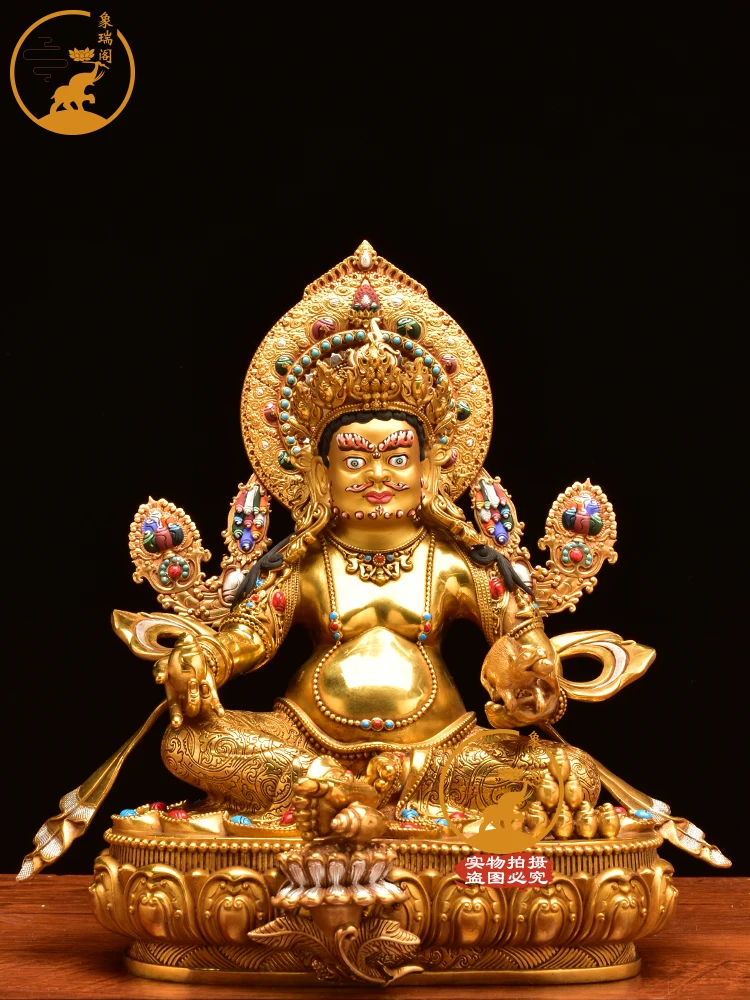 

Boutique Xizang Tibetan Pure Copper Tantric Bronze Gilded Gold Buddha Statue of God of Wealth