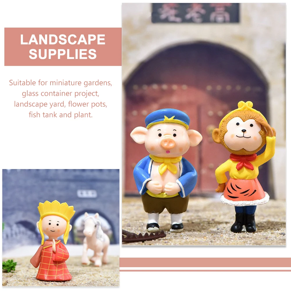 

1Set Pilgrimage to The West Theme PVC Miniature Wukong Monk Sculpture Desktop Ornament Home Decor Landscape Adornment Mini