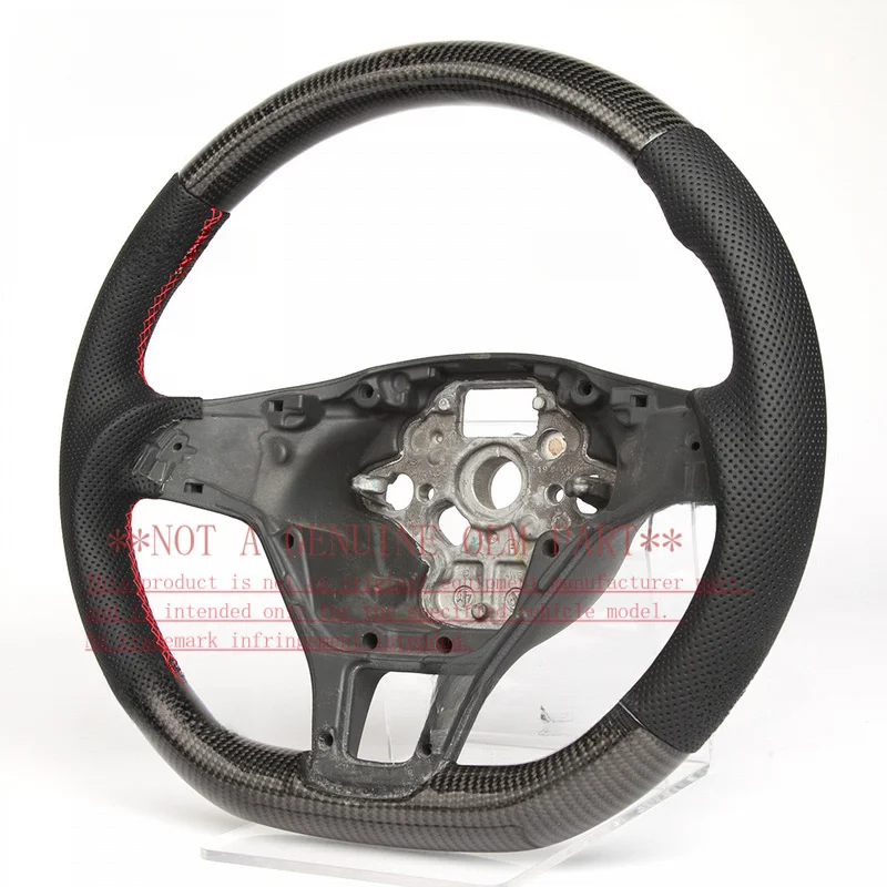 For Volkswagen Lamando Scirocco Carbon Fiber Perforated Leather Hand Sewn Steering Wheel Frame Horn Cover Horn Shell Decorative