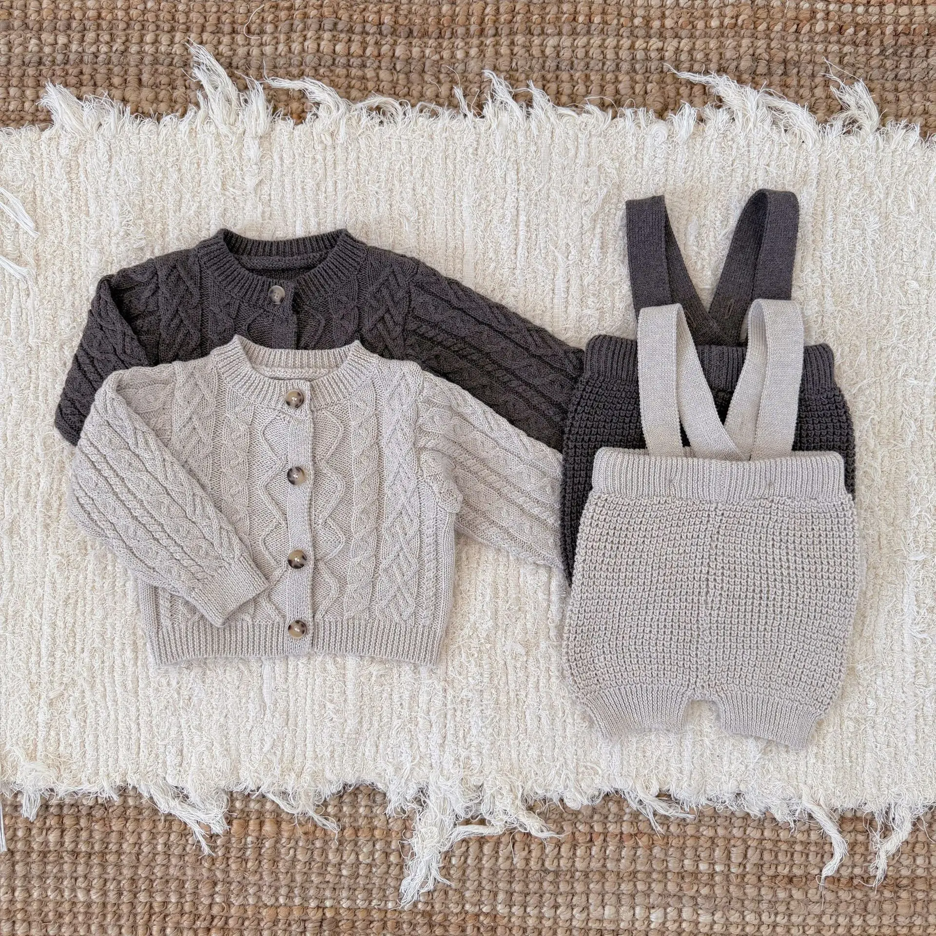 0-3Y Baby Sweaters Vintage Boys Knit Wear Single Breast Toddler Knit Cardigans Option Overall