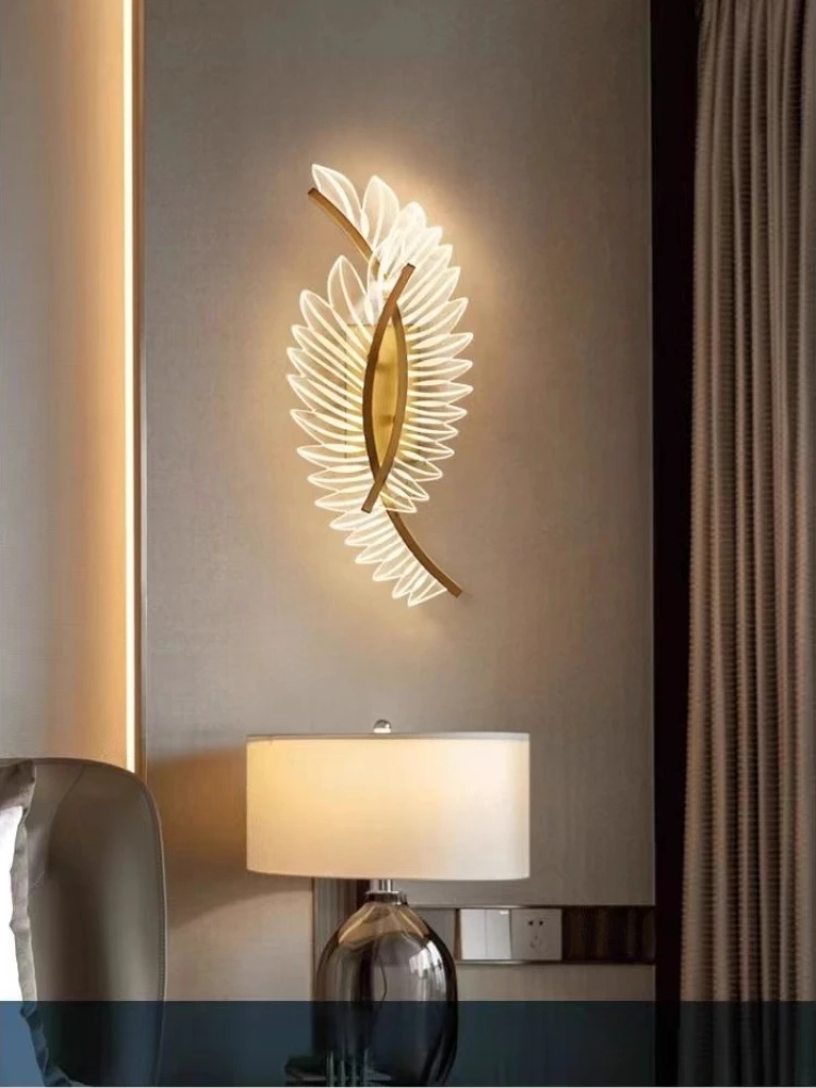 Bedroom hallway designer wall light Nordic creative LED art feather wings living room background wall light