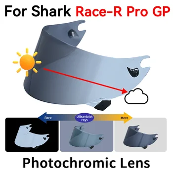 Shark Race-R Pro GP 헬멧용 광변색 바이저, 교체 렌즈, 자외선 차단 렌즈