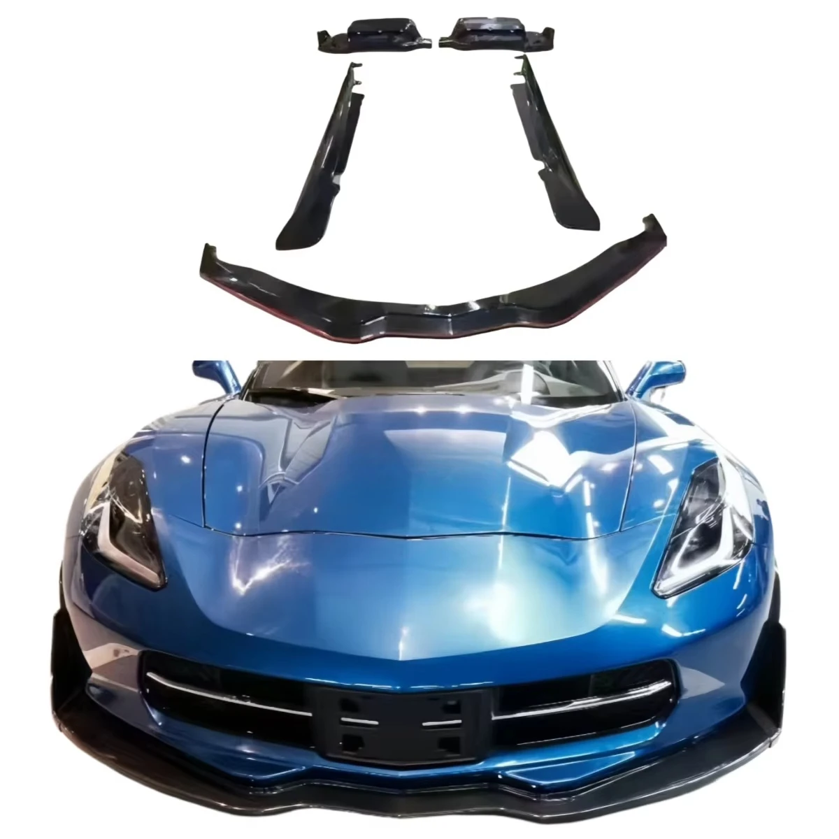 For Chevrolet Corvette C7 Supercar Carbon Fiber Body Kit Bumper Front and Rear Spoilers Side Skirts Front Lip Diffuser Skirt