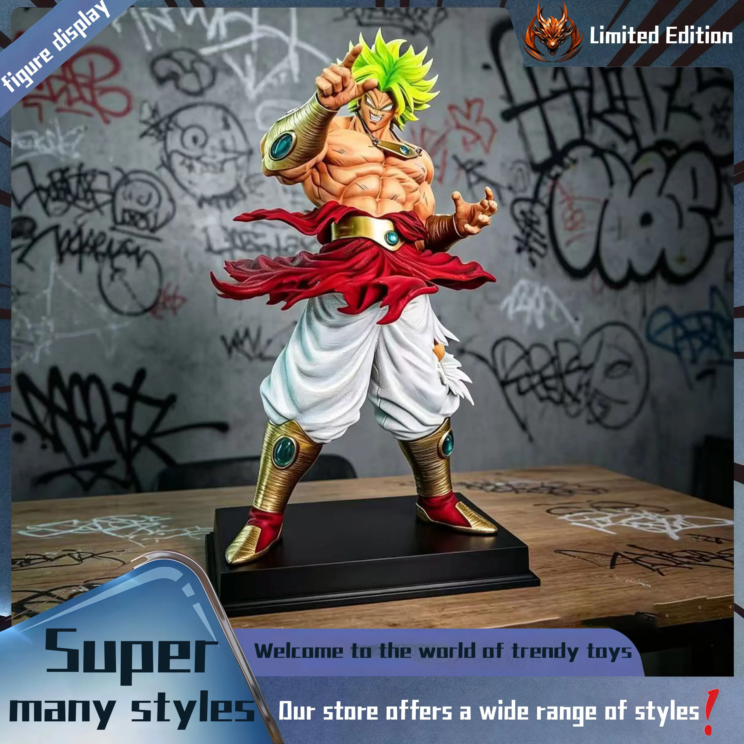 Figurinha Super Saiyan 4 Broly para decoração de mesa, presente de aniversário, brinquedo da moda para decoração de cenários, decoração de carro.