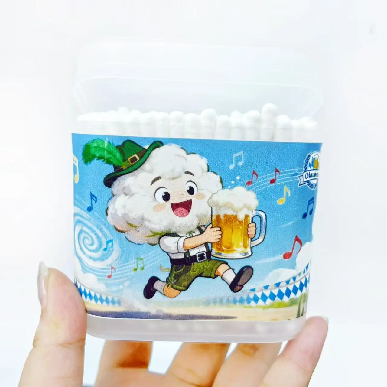 600개 옥토버페스트 테마 양쪽 끝 면봉, '옥토버페스트' 요소가 있는 창의적인 나선형 원형 면봉 스틱