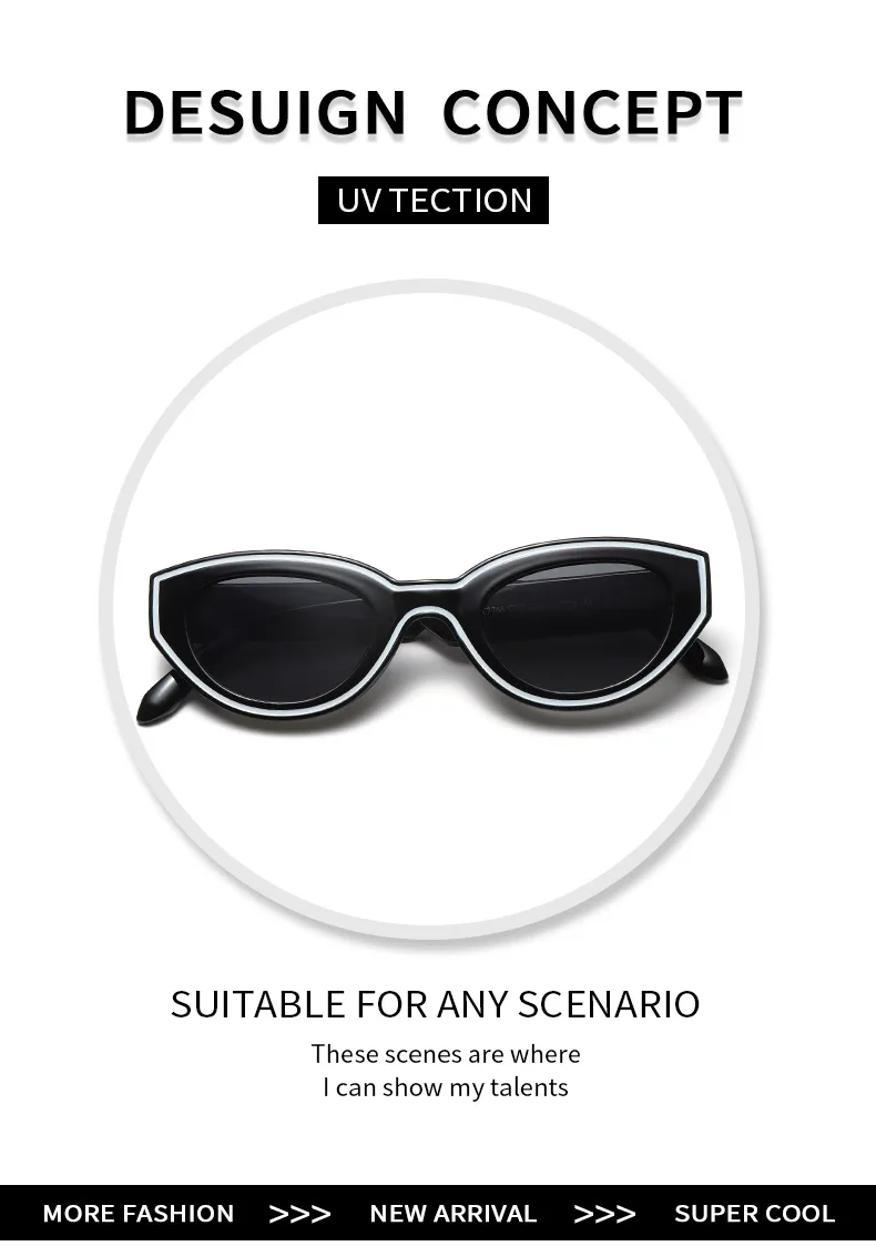 Neue Ankunft Platz Cat Eye Sonnenbrille Frauen Oval Vintage Marke Elliptische Sonnenbrille für Weibliche Shades Männliche Brillen Sonnenbrillen – Detail 2