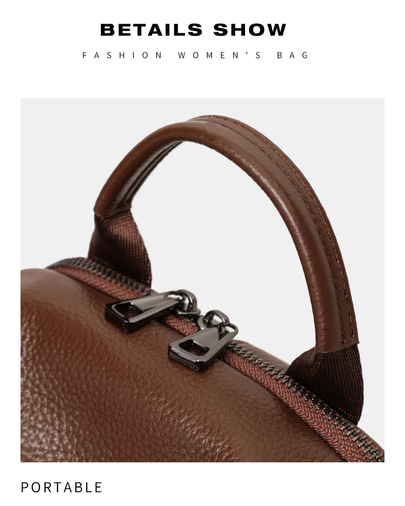 Echtleder-Rucksack für Damen, Kompakte Diebstahlsichere Umhängetasche mit Obergriff, Perfekt für Büro, Reisen & Alltag – Detail 13