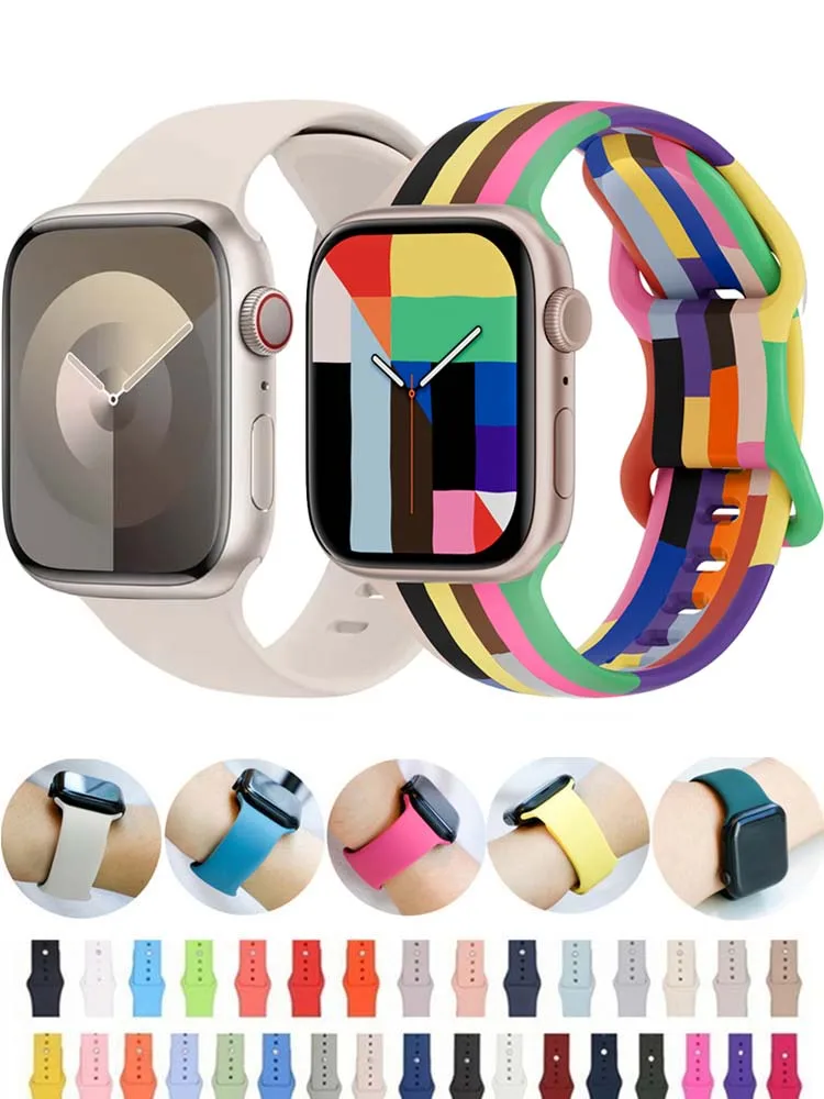 Armband für Apple Watch Band 44 mm 40 mm 45 mm 49 mm 41 mm 46 mm 42 mm Silikon Correas Armband iWatch Serie 3 5 6 7 8 9 Ultra 2 SE 10