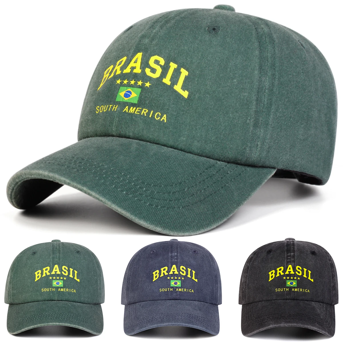 Unisex BRASIL SOUTH AMERICA Letter Embroidery Baseball Caps Spring Autumn Outdoor Adjustable Casual Hats Sunscreen Hat Sport Cap