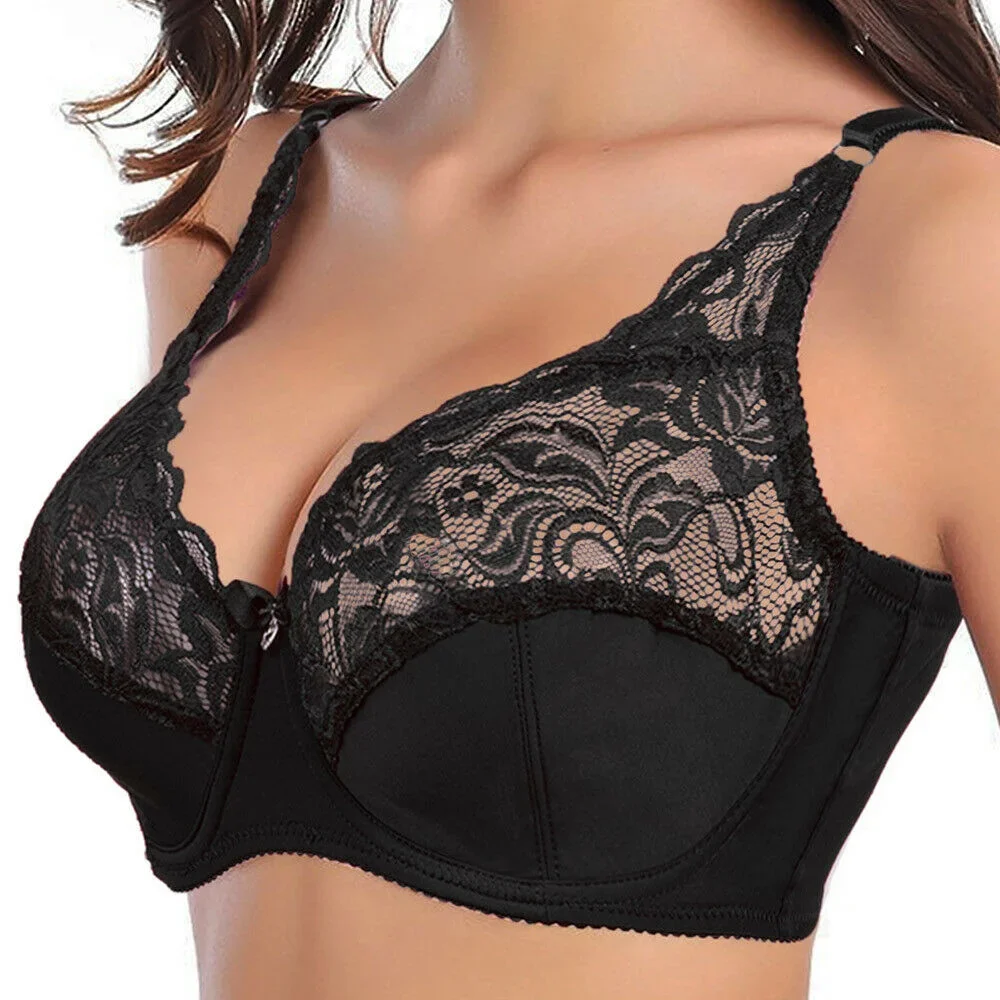 BCHRAYIUP Reggiseno non imbottito con ferretto da donna Reggiseno comfort con coppe morbide e sexy in pizzo trasparente 34 36 38 40 42 44 BB