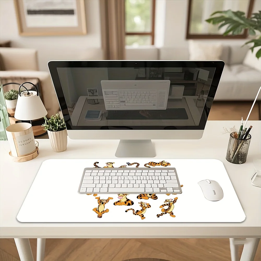 قطعة واحدة من لوحة ماوس الألعاب الكبيرة Pooh Bear & Tigger - تصميم كرتوني لطيف، قاعدة مطاطية متينة، مثالية لمكتب المكتب، حصيرة لوحة المفاتيح، #2