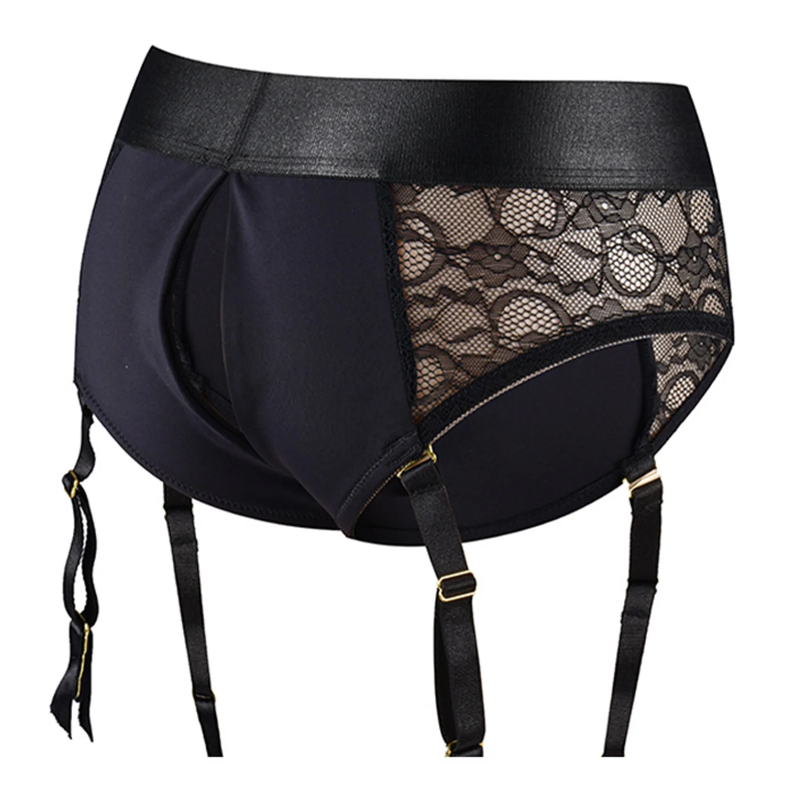 ملابس داخلية نسائية مثيرة مثليه سراويل داخلية من الدانتيل مع أربطة مفتوحة من الخلف تصميم حلقة القضيب ملابس نوم للمواعدة ولعب الأدوار #3