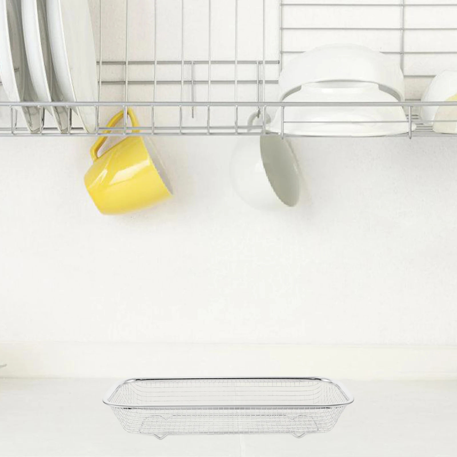 

2pcs Stainless Steel Mesh Storage Basket Kitchen Utensil Holder Retractable Drainage Colander Bowl Dishwasher Safe Silverware