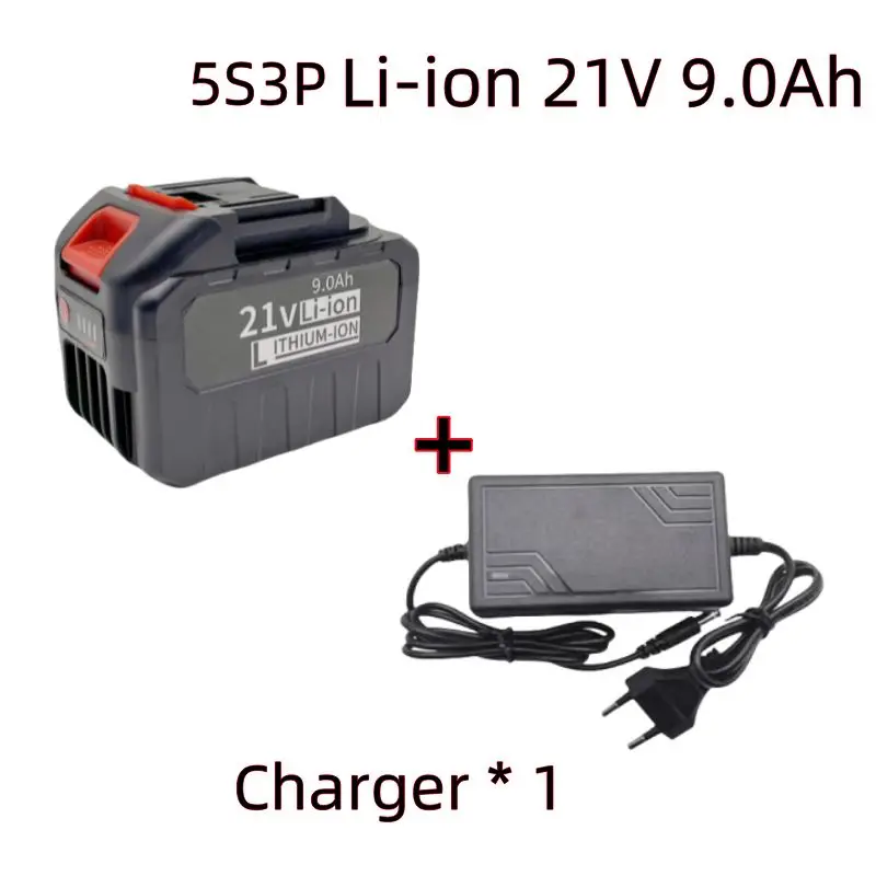 21V 9.0Ah high-power and high current rechargeable lithium battery, charger, suitable for Makita 21V series electric tools