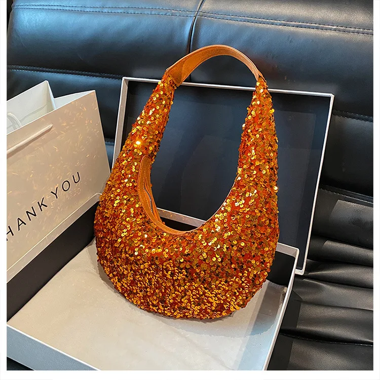 Luxury Designer Handbags for Women Retro Glitter Shoulder Bag Female Underarm Dumpling Bags Ladies Korea Pleated Cloud Bags