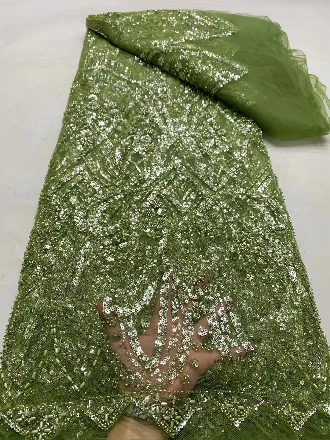 Nigerian Tulle Lace Fabric with Sequins for Wedding, African Embroidery, French Mesh, New, 2024, P0283