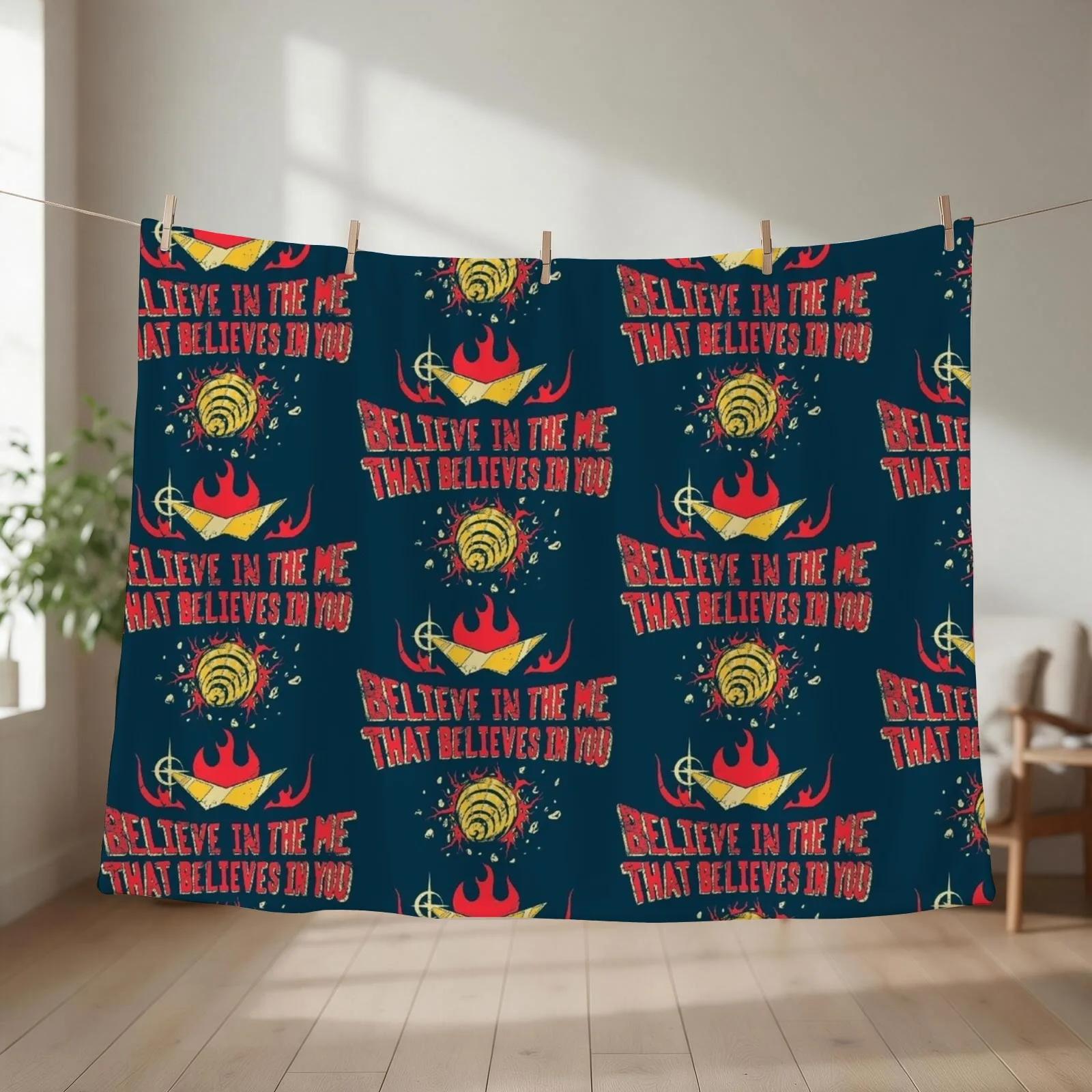 Believe In The Me That Believes In You Throw Blanket couch cozy soft plush fuzzy picnic outdoor blanket