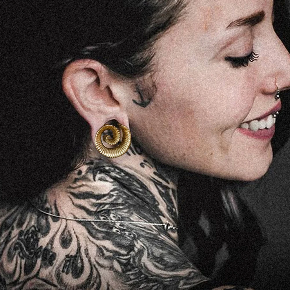 2PCS Round Spiral Saddle Plugs for Stretched Lobe