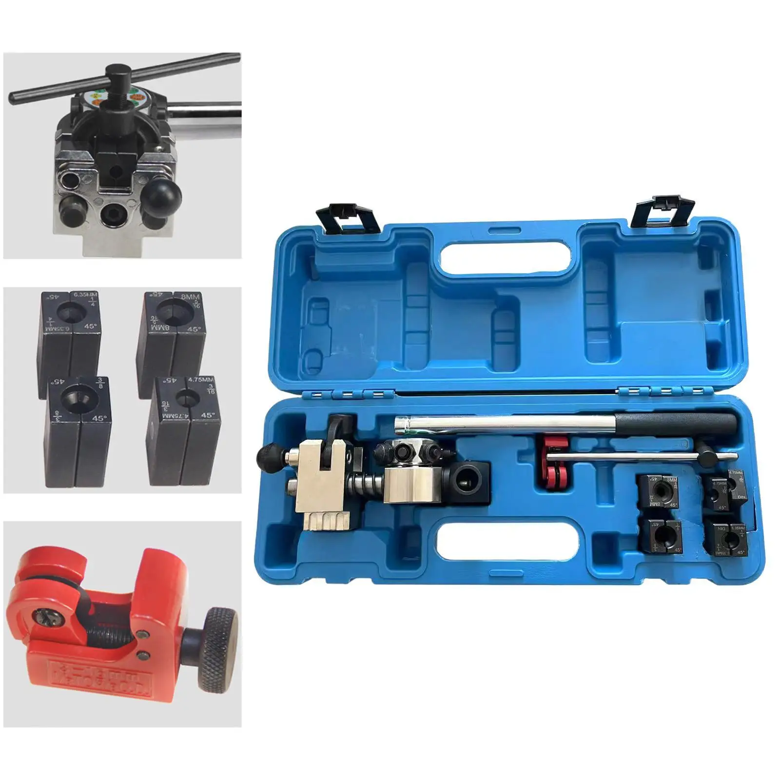 Herramienta de abocardado de línea de freno, resistente, portátil, profesional, para tubos de Metal de 3/16 ", 1/4", 5/16", 3/8 ", bengalas dobles individuales de 45 grados