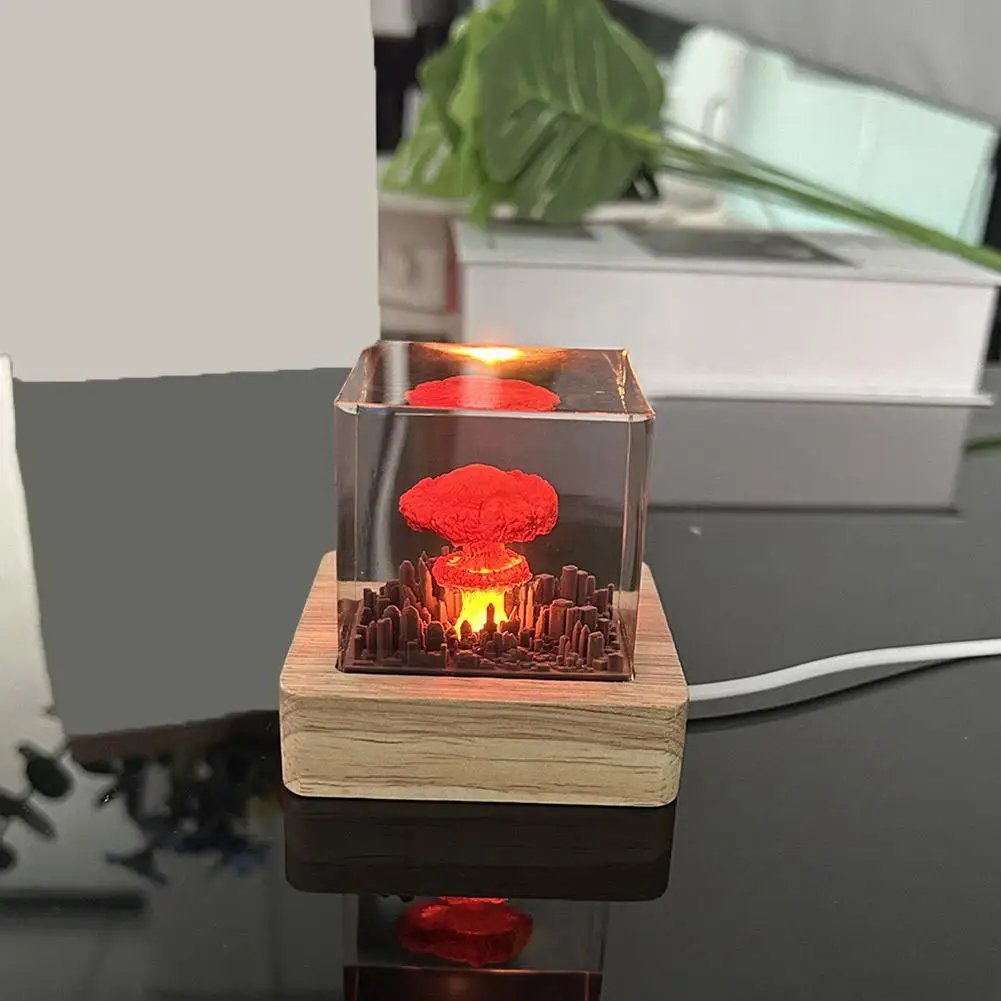 Nuclear Explosions Bomb Mushroom Cloud Lamp USB Flameless Lamp Resin Night Light Christmas Gifts Table Lamp Home Decoration