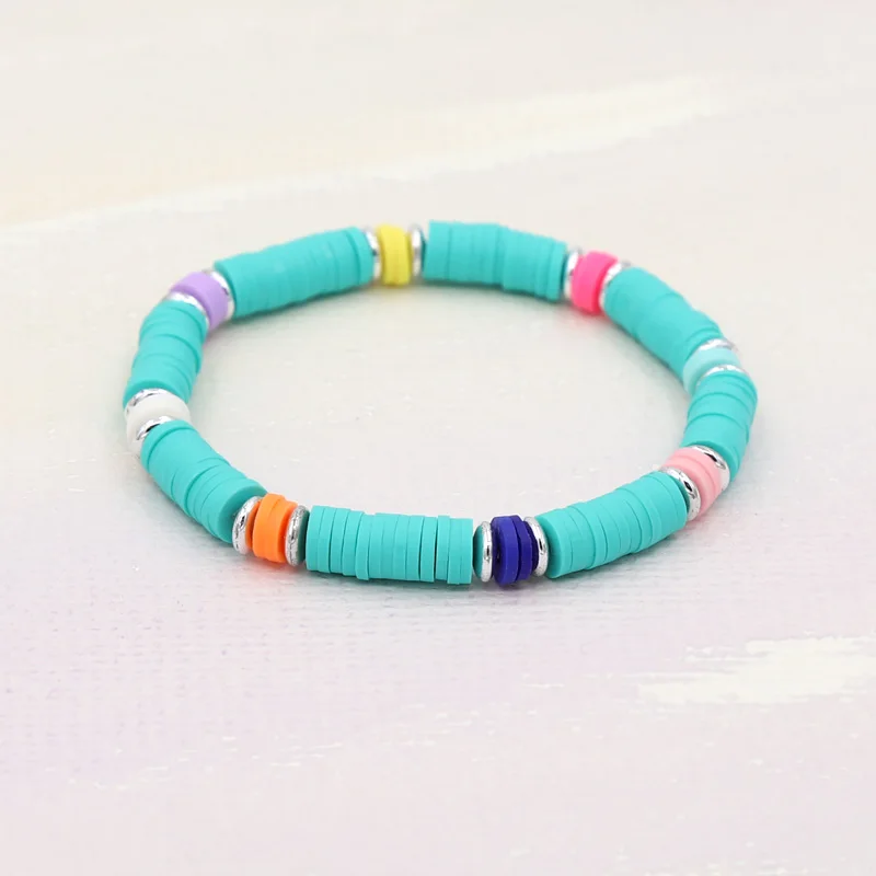 Bracelets for Women Trendy Jewelry Multicolor Clay Beads Bohemian Rainbow Bracelet Beach Holiday Jewelry Accessories Wholesale