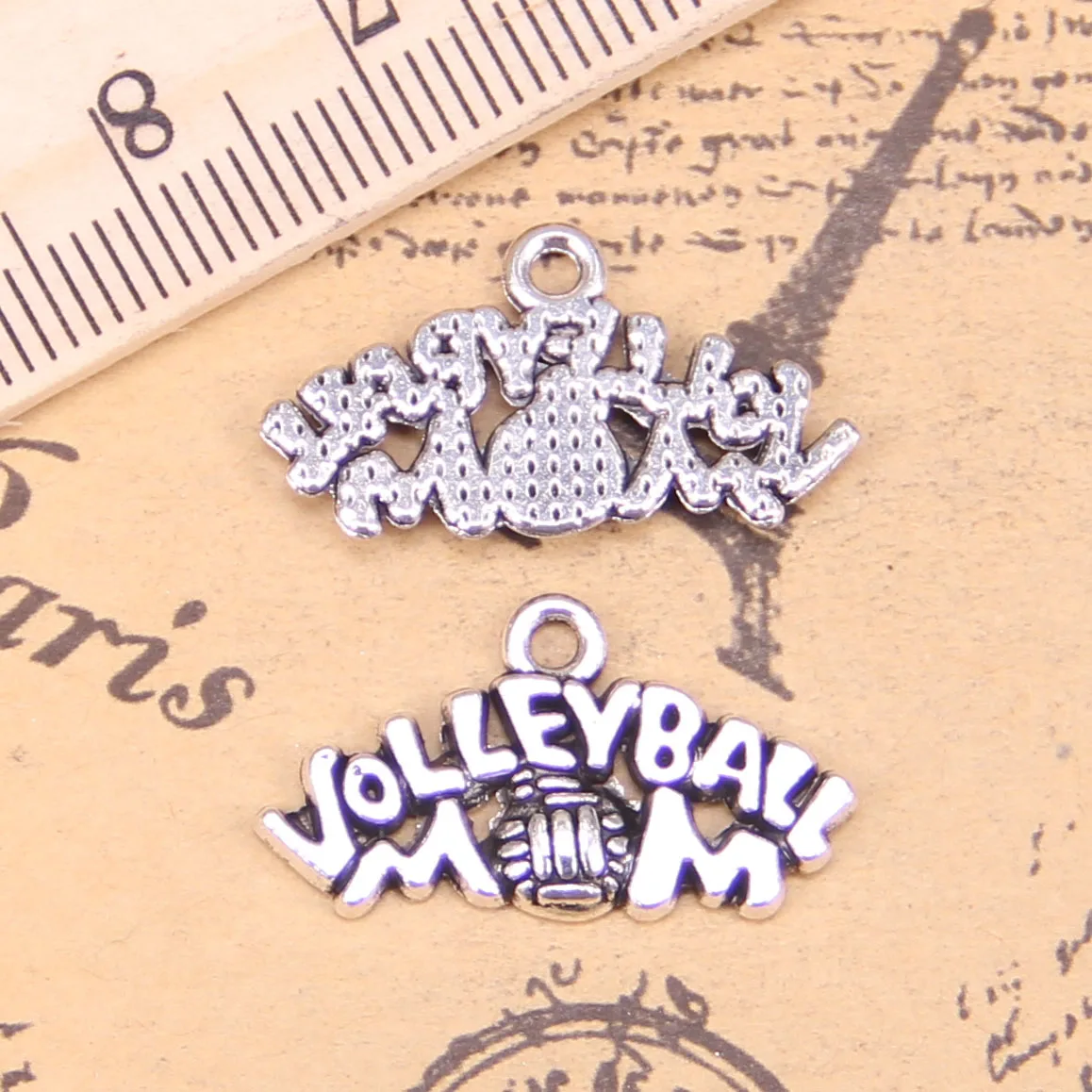 90pcs Jewelry Charms volleyball mom 13x23mm Antique Silver Plated Pendants Making DIY Handmade Tibetan Silver Jewelry