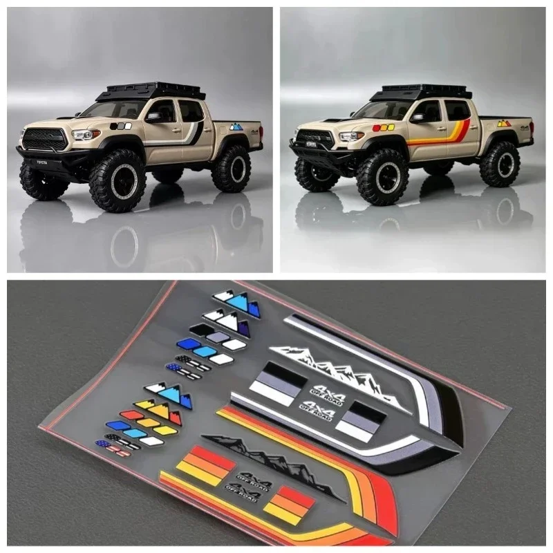 RC Crawler Scale Accessories for Axial 1/30 SCX30 Tacoma – UV Transfer Decals, Roof Rack Luggage Box & Snorkel– Simulation Parts