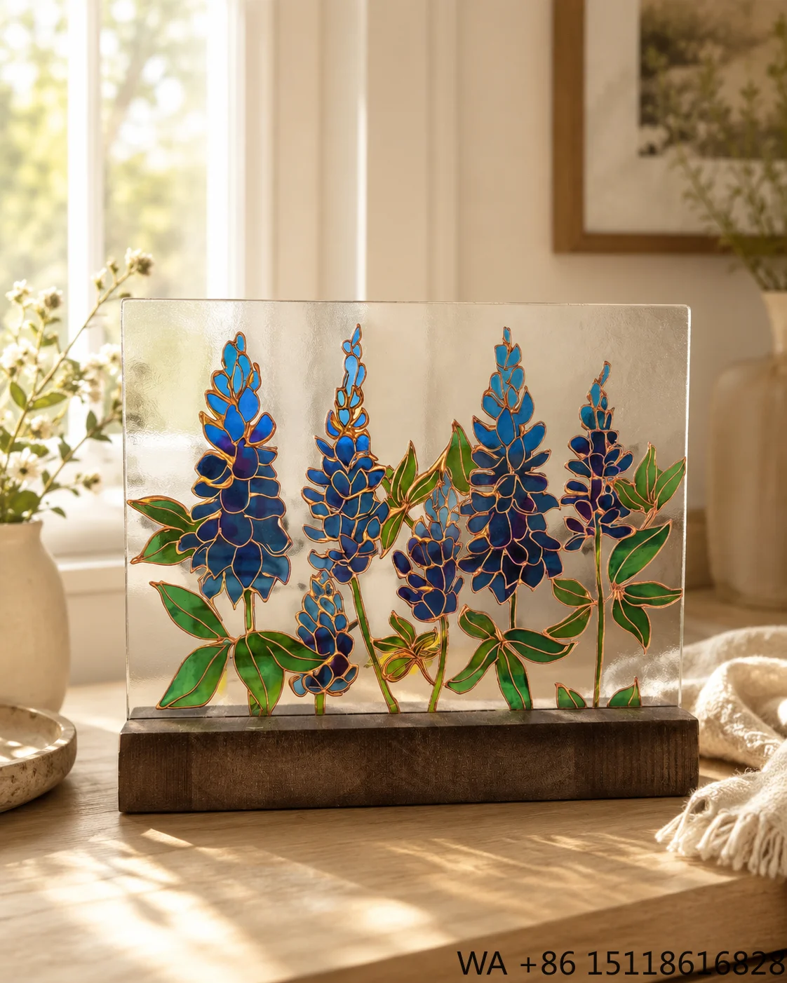 Dropshipping Custom 3D Printing Stained Glass Suncatcher Hand-Painted Wildflower Decor Flower Sun Catcher Table Decor