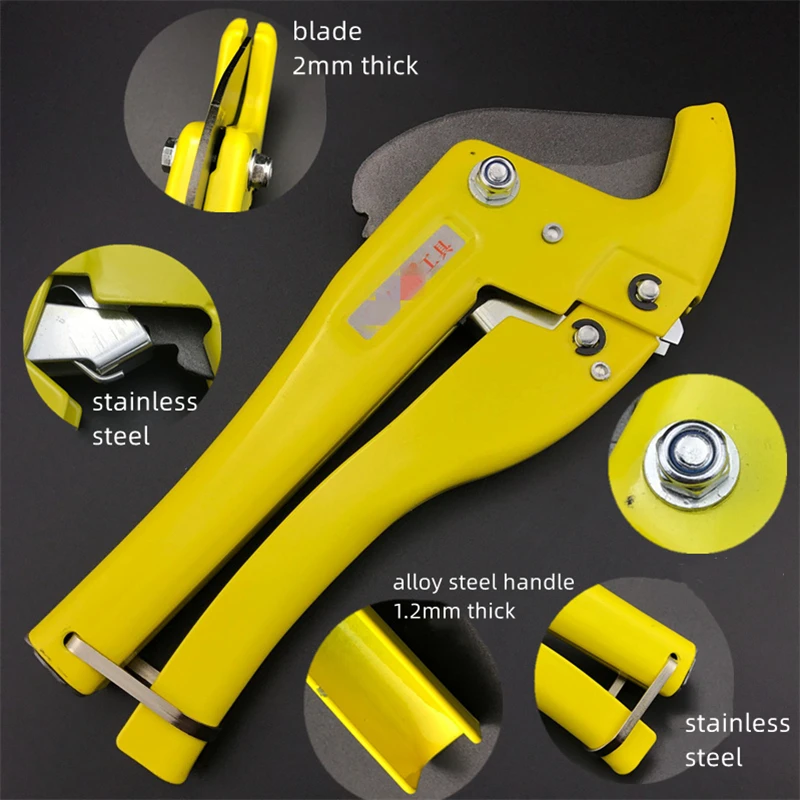 PVC PPR Pipe Shears Scissors Cutter Shearing Dia. 42mm Max Blade Replaceable Hand Tool Yellow