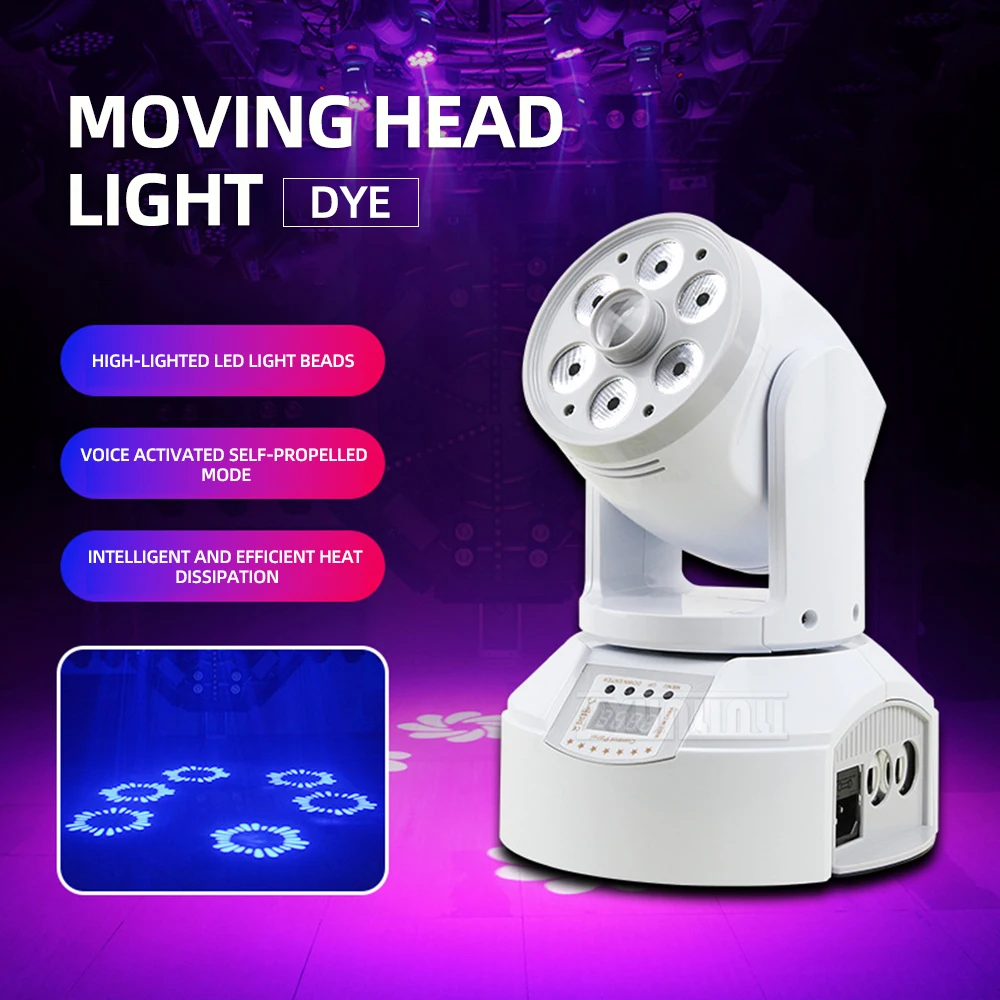 

White Mini Wash Moving Head Light 8W RGBW 4in1 LED Moving Head Party Lights DMX DJ Disco Music Dance Stage Lighting Kit