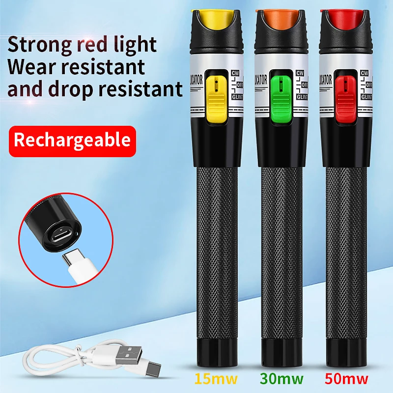

COMPTYCO Rechargeable Visual Fault Locator 15/30/50MW VFL 2.5MM Interface Fiber Optic Tester FTTH Optical Fiber Testing Tool