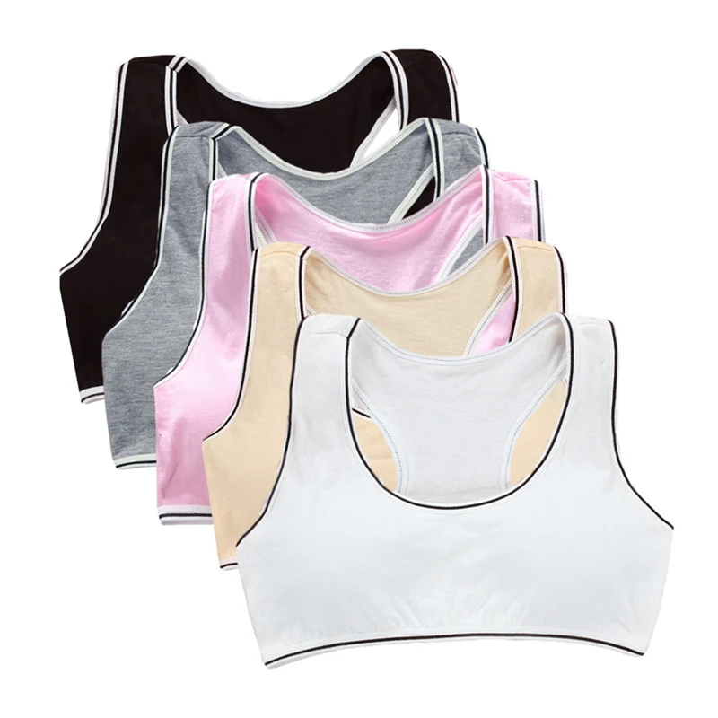 Kids Bra Teen Girls Underwear Vest Cotton Solid Color Teenage Sport Bras Young Girl Training Brassiere Children's Clothing Tops