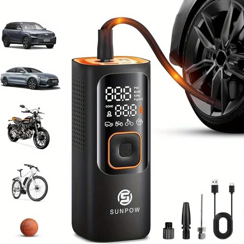 Portable Cordless Tire Inflator Air Compressor, High Pressure 160PSI for Car Tires, Auto-Shutoff Tire Pump with Accurate LCD Pre